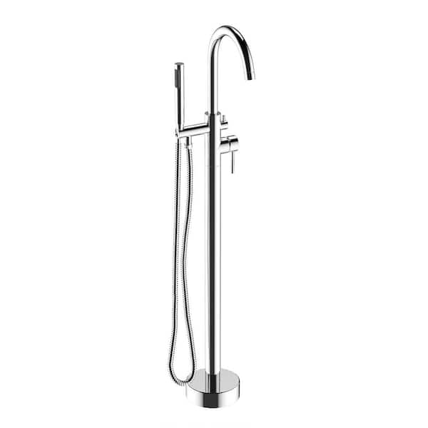 Maincraft Single-Handle Freestanding Bathtub Faucet High Arch with Handheld Shower in Chrome