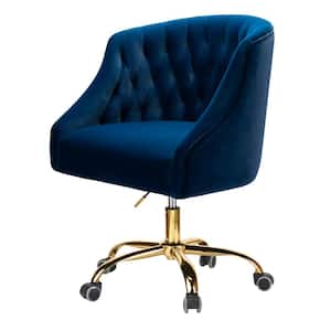 Lydia 24.5 in. Mid-Century Modern Navy Velvet Tufted Hand-Curated Task Chair