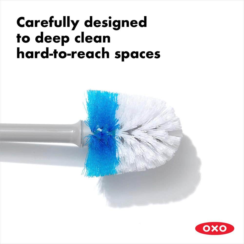 Gray Plastic Compact Toilet Brush with Holder