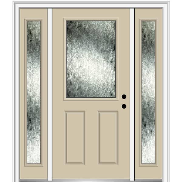 MMI Door Rain Glass 68.5 in. x 81.75 in. Left-Hand Inswing 1/2 Lite 2-Panel Painted Wicker Prehung Front Door on 4-9/16 in. Frame