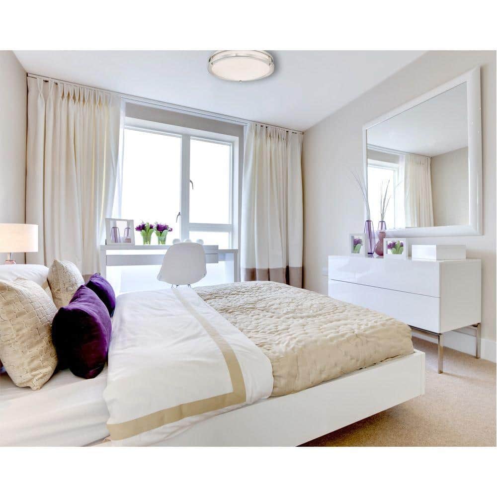 Sleek Brushed Nickel 23W LED Flush Mount Ceiling Lamp