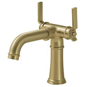 Double Handle Industrial Style Bathroom Faucet Lavatory Mixer Tap Commercial Vanity In Brushed Gold