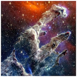 "Eagle Nebula" Multi-color Free Floating Reverse Unframed Printed Tempered Art Glass Wall Art 38 in. x 38 in.