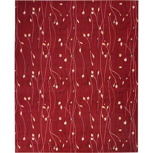 Grafix Red 8 ft. x 10 ft. Floral Contemporary Area Rug