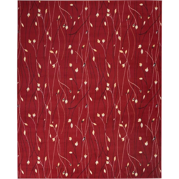 Grafix Red 8 ft. x 10 ft. Floral Contemporary Area Rug