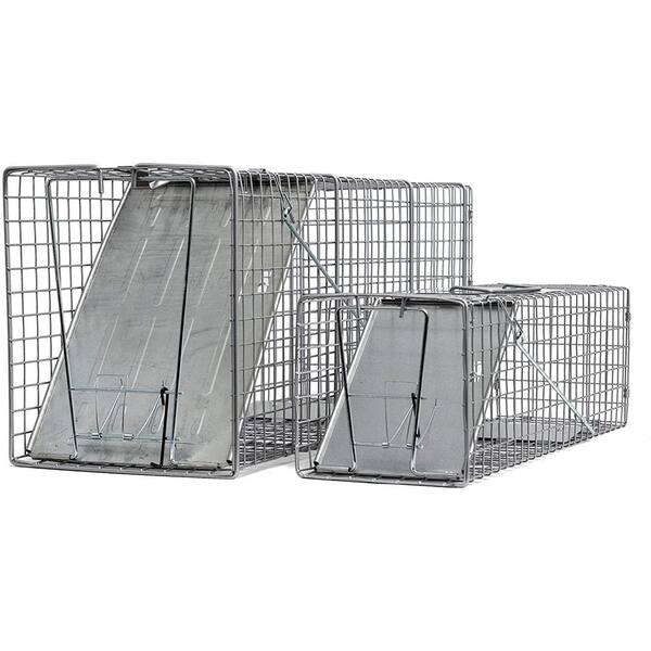 LifeSupplyUSA Two 2pc Value Packs Heavy Duty Catch Release Live Humane Animal Cage Traps for Cats, Possums, Skunks, Raccoons 32x10x12, 24x7x7