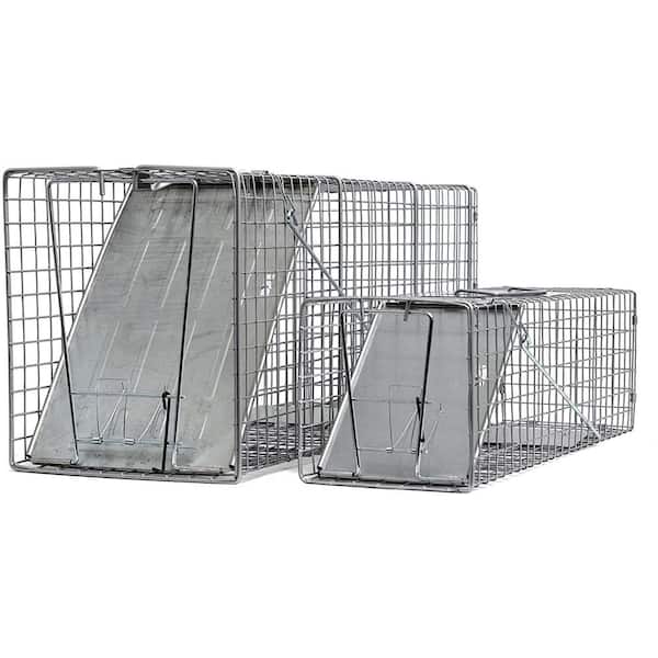 iMounTEK 24'' Humane Live Animal Trap Cage Catch Release Live Animal Rodent  Cage Collapsible Galvanized Wire for Raccoons, Beavers, Cats, Opossums