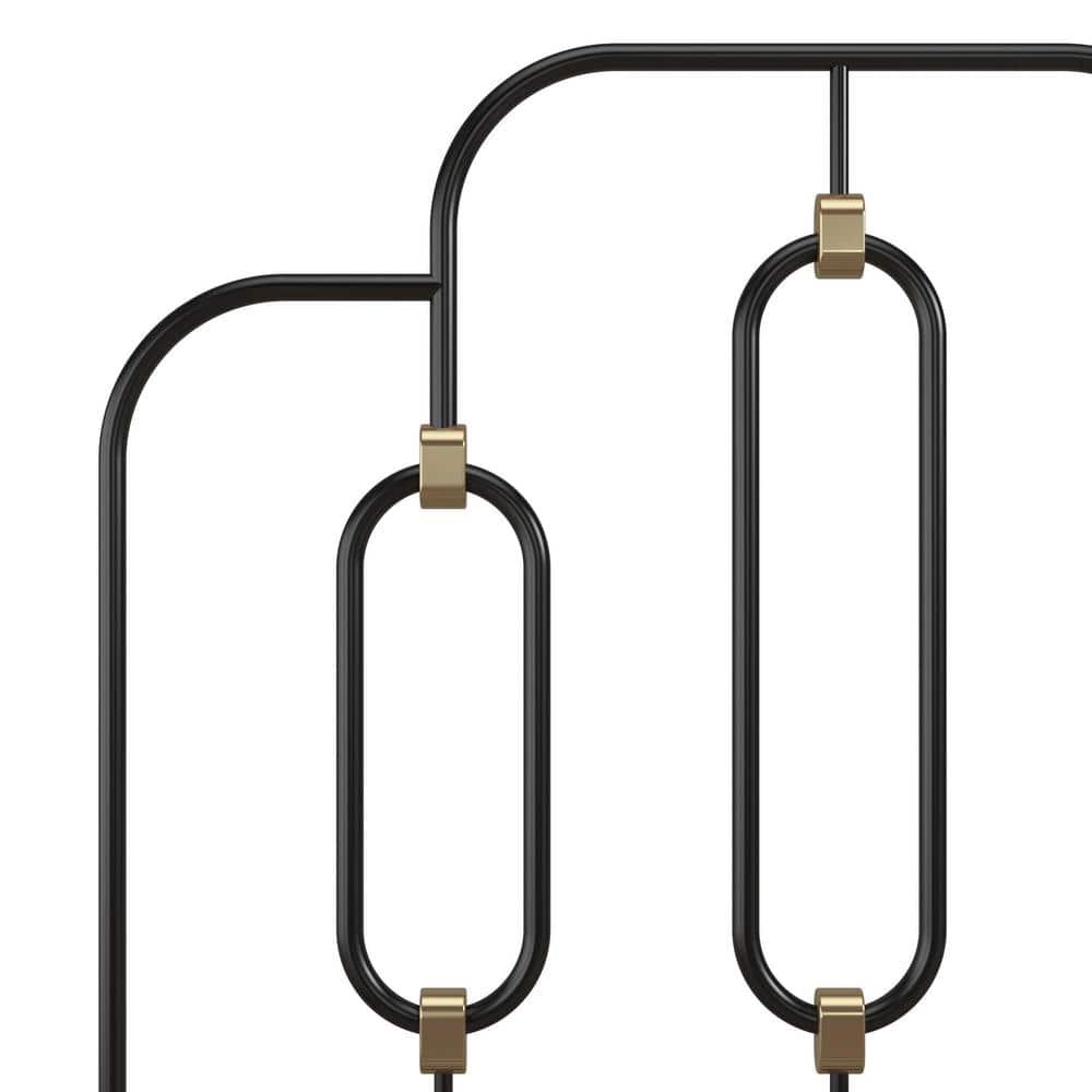 Olivia Twin Black and Gold Metal Bed Frame with Headboard