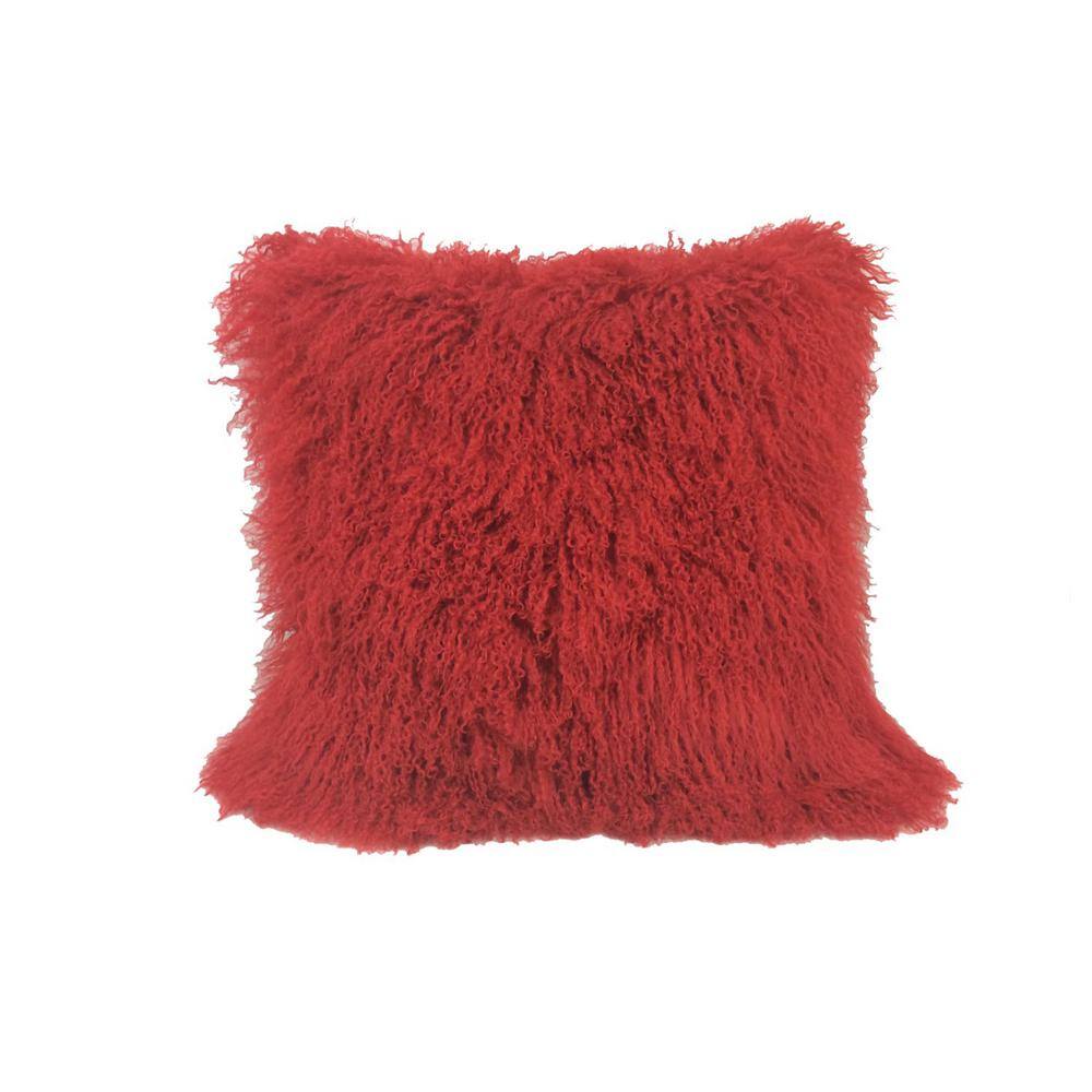red furry pillows