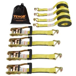 Ratchet Tie Down Straps (4PK), 10000 lb. Break Strength, Double J Hook Includes 4 Premium 2in. x 27ft. Rachet Tie Downs