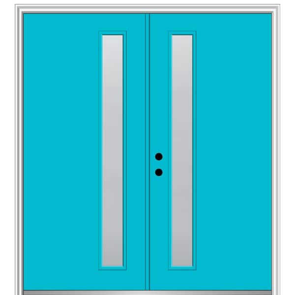 MMI DOOR 60 in. x 80 in. Viola Right-Hand Inswing 1-Lite Frosted Painted Fiberglass Smooth Prehung Front Door on 4-9/16 in. Frame
