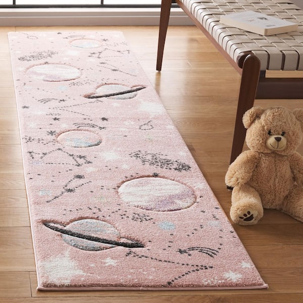 Carousel Kids 2 ft. x 8 ft. Pink/Purple Galaxy Runner Rug