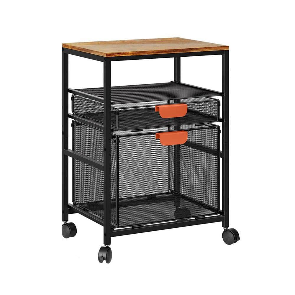 Mobile File Cabinet Rolling File Cart with Handle 2 Drawers Lockable Wheels Letter Files Dark Brown price history on PriceWatchPro