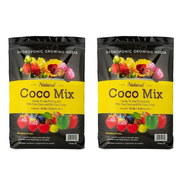 10 qt. Coco Fiber All Purpose Hydrated Potting Soil Mix for Indoor or Outdoor (2-Pack)