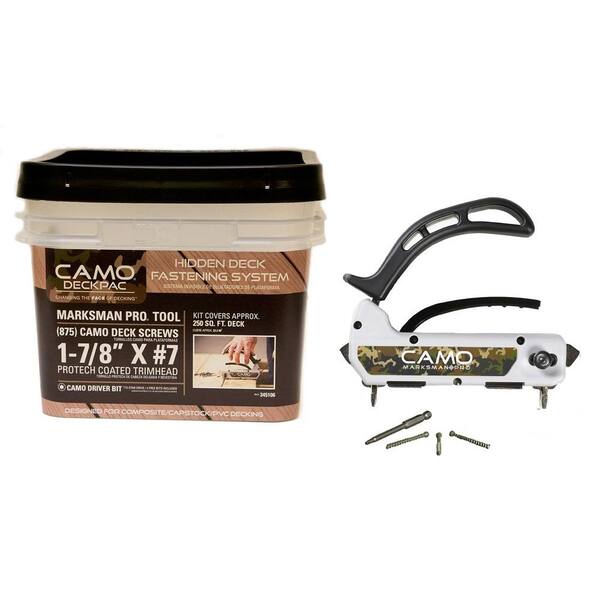 CAMO DeckPac 875 1-⅞ in. Exterior Coated Trimhead Hidden Edge Deck Screws with Marksman Pro and Driver Bits