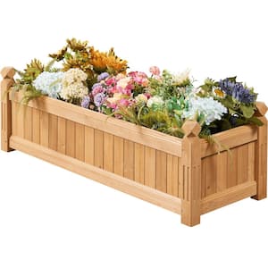 43.5 in. L x 16 in. W x 14 in. H Wooden Raised Garden Bed Planter Box for Patio/Yard/Greenhouse, Light Brown