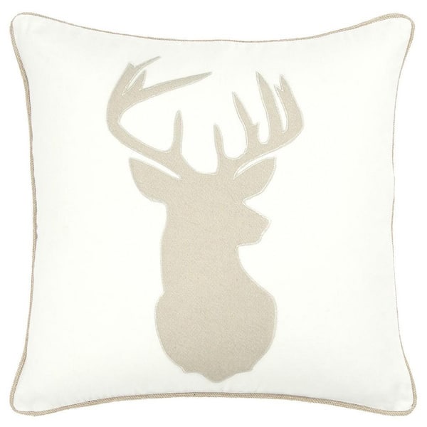 HomeRoots Ivory Solid Polyester 20 in. x 20 in. Throw Pillow