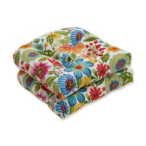 Floral 19 x 19 Outdoor Dining Chair Cushion in Blue/Purple/Green (Set of 2)