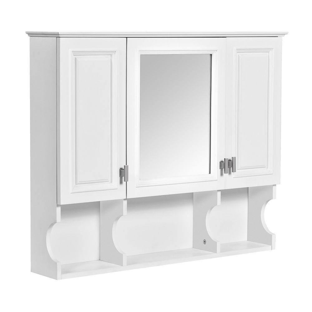 Modern 35 in. W x 28 in. H Rectangular White Wall Surface Mounted Storage Medicine Cabinet with Mirror, Open Shelves price history on PriceWatchPro