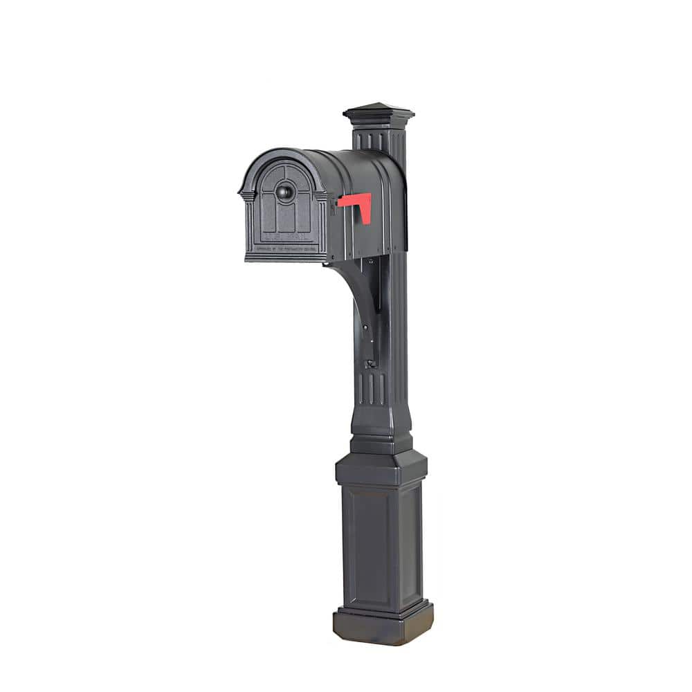 Mailboxes Manchester Postal PRO Manchester Black Steel and Aluminum Post Mount Mailbox ...