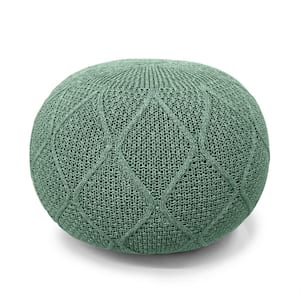 Outdoor Pouf Ottoman Round ?19.7xH12.8 Knitted Floor Footstools Woven Ottoman For Footrest Patio Cushion (Green)