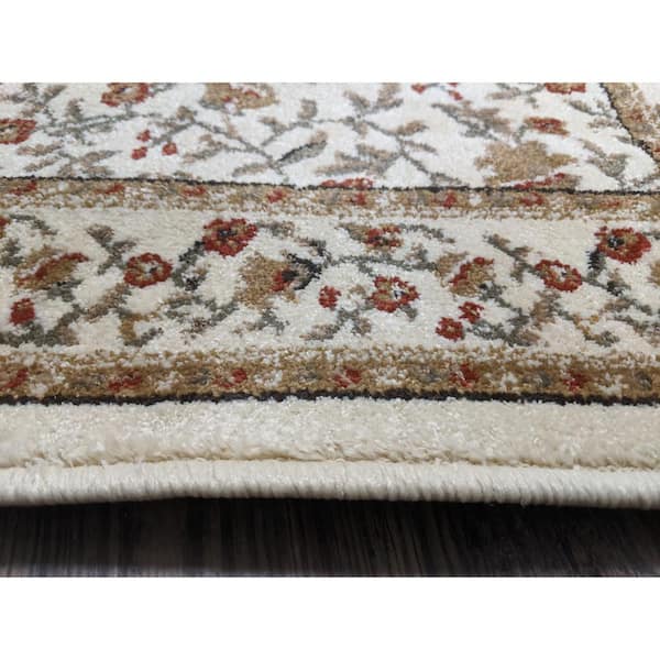 Como Ivory 5 ft. x 7 ft. Traditional Floral Area Rug