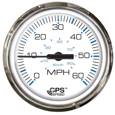 4 in. Chesapeake Tachometer Gauge Gas with JE Outboard in White SS