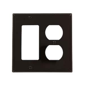 Brown 2-Gang 1-Decorator/Rocker/1-Duplex Wall Plate (1-Pack)