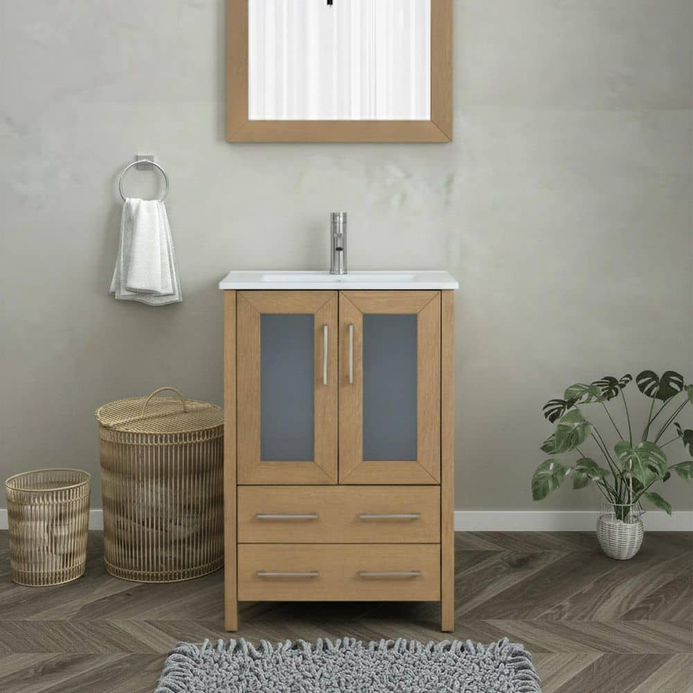 Vanity Art Brescia 24 in. Single Sink Freestanding Natural Oak