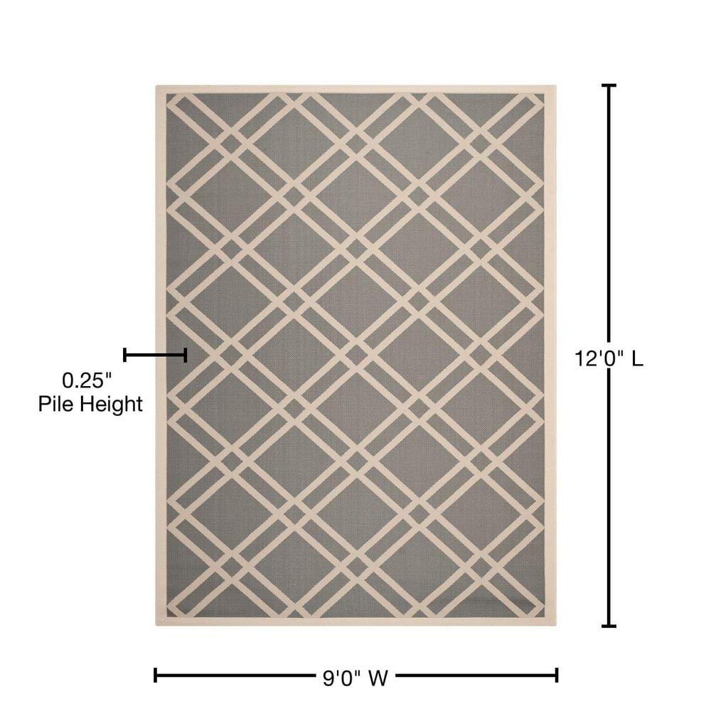Anthracite & Beige Reversible Outdoor Rug, 9' x 12', Easy Care