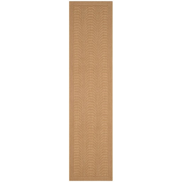 Palm Beach 2 ft. x 10 ft. Maize Border Solid Color Runner Rug