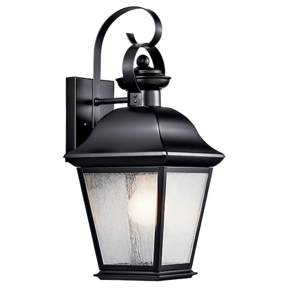 Mount Vernon 16.75 in. 1-Light Black Outdoor Hardwired Wall Lantern Sconce with No Bulbs Included (1-Pack)