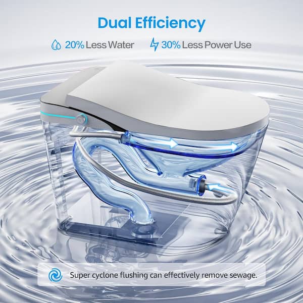Elongated Smart Bidet Toilet 1.28 GPF for Bathrooms, Toilet with Warm Water Sprayer, Dryer and Heated Bidet Seat in Gray