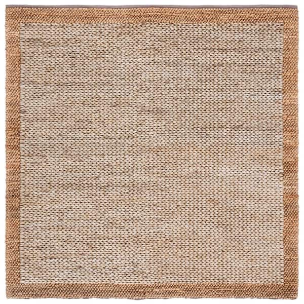Natural Fiber 6 ft. x 6 ft. Natural Two-Tone Solid Border Square Area Rug