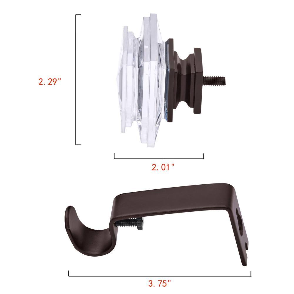 Adjustable Oil Rubbed Bronze Curtain Rod with Crystal Finials