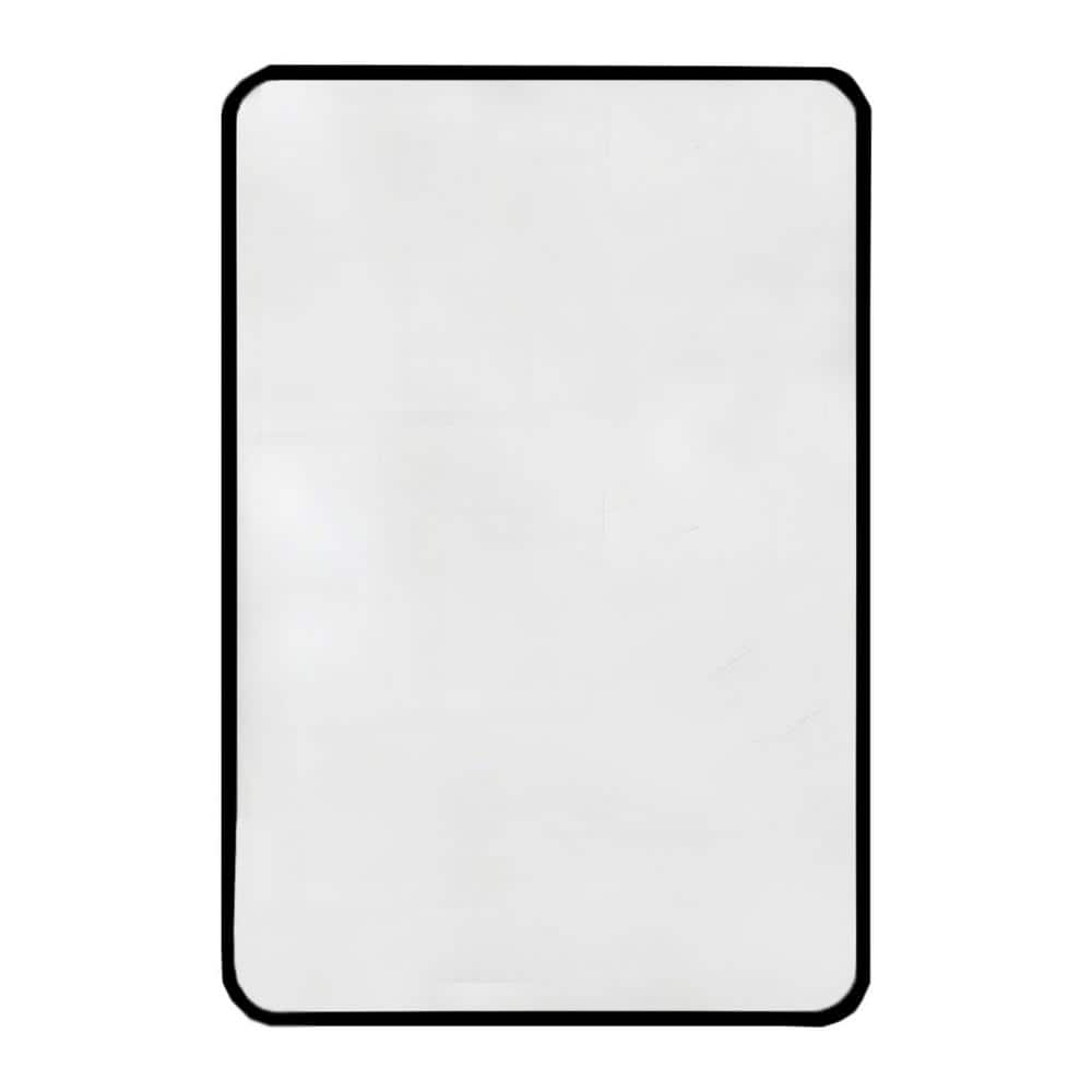 24 in. W. x 30 in. H Rectangular Black Silver Iron Powder Medicine Cabinet 