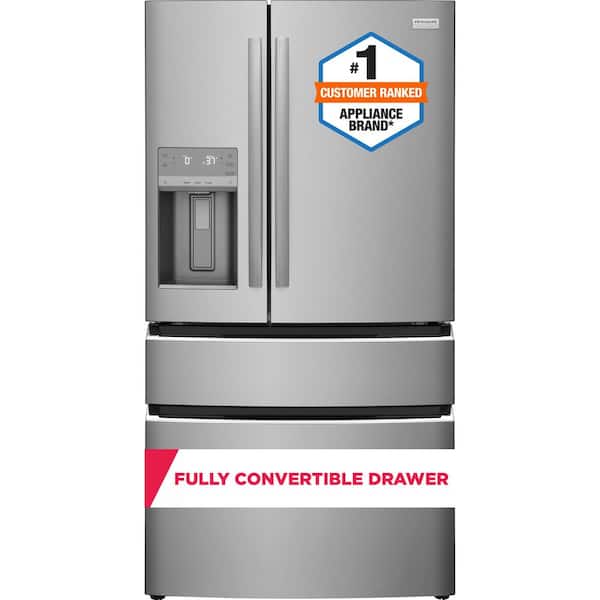 Gallery 36 in. 22 cu. ft. Counter-Depth 4-Door French Door Refrigerator in Smudge-Proof Stainless Steel