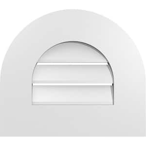 16 in. x 14 in. Round Top Surface Mount PVC Gable Vent: Functional with Standard Frame