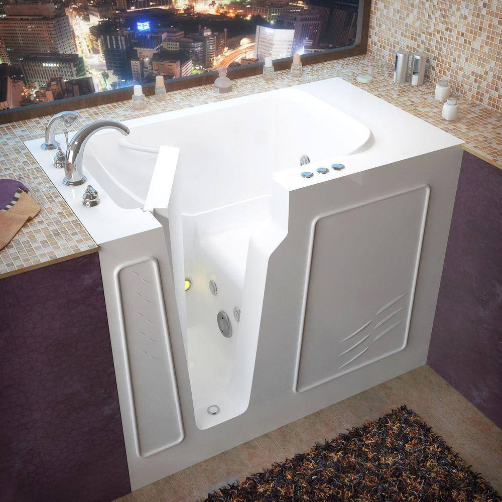 Flagstaff 52'' x 29'' White Fiberglass Walk-in Whirlpool Bathtub