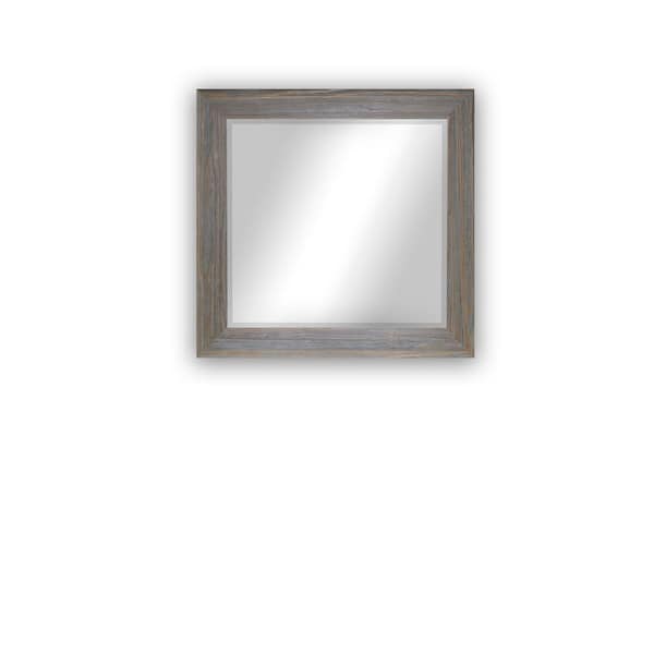 Unbranded Modern Rustic ( 35.75 in. W x 35.75 in. H ) Wooden Square Weathered Grey Beveled Wall Mirror