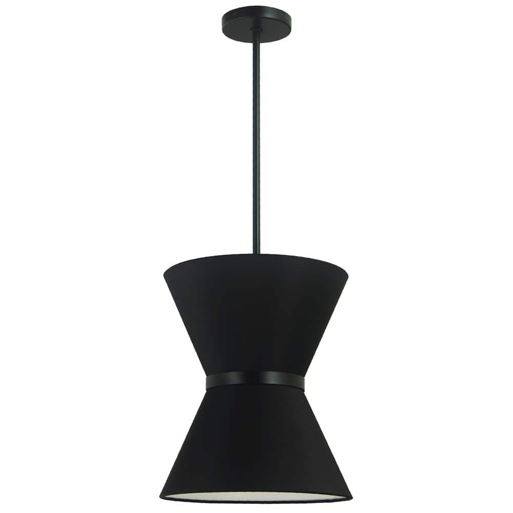 Matte Black 12" Transitional Drum Pendant with Incandescent Lighting