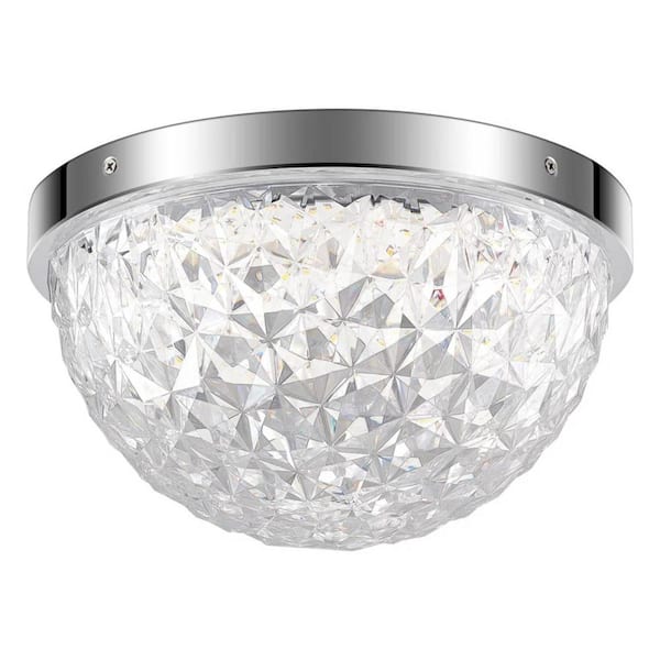 Lightania 12 in. 15-Watt Luxry Modern Integrated LED Flush Mount with Crystal Acrylic Shade