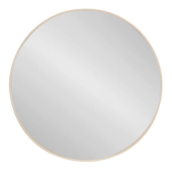 Kate and Laurel Zayda 23.58 in. W x 23.58 in. H Natural Round Mid-Century Framed Decorative Wall Mirror