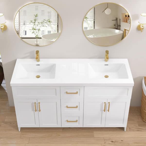 Zeafive Tor 60 in. W x 22 in. D Solid Surface Cultured Marble