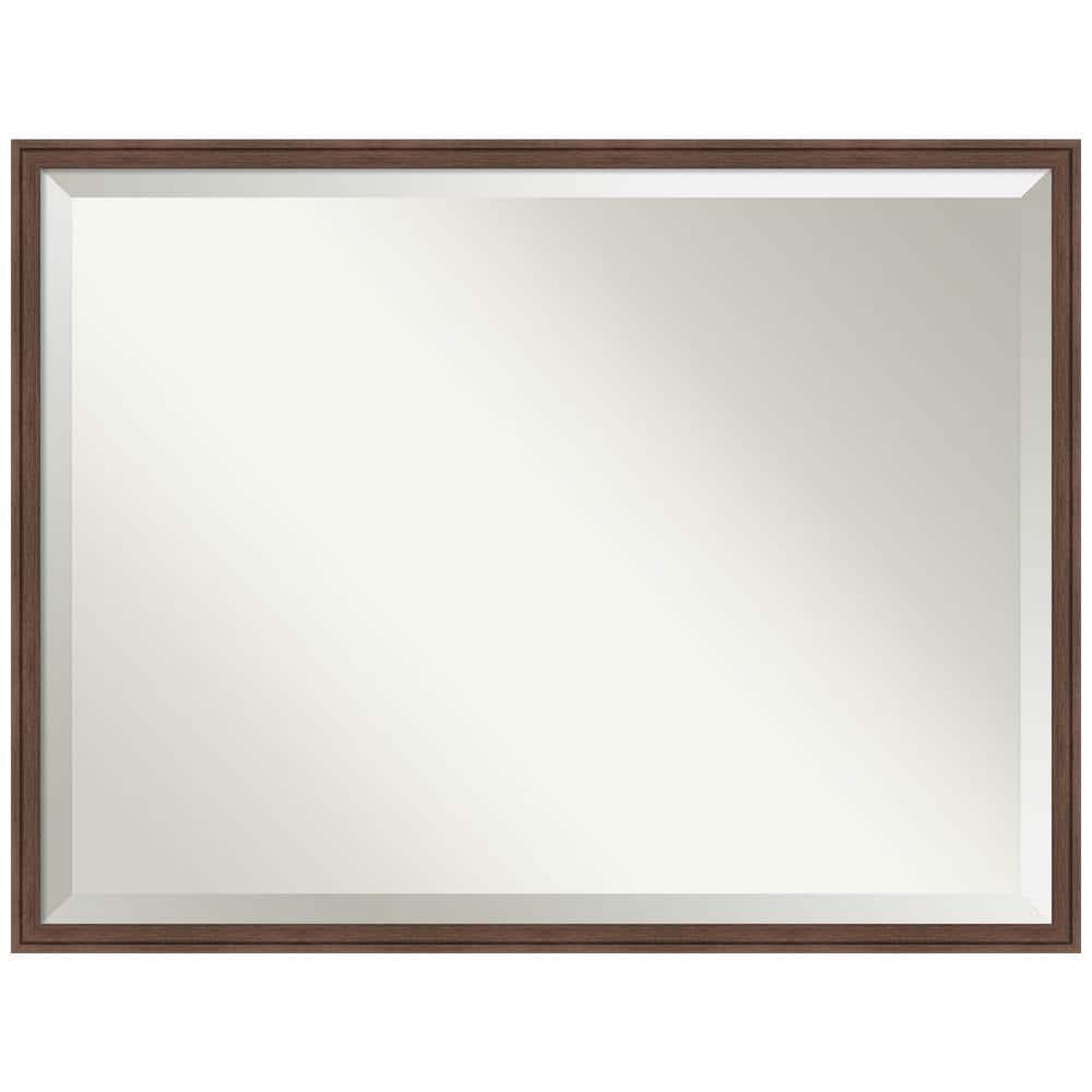 Florence Medium Brown 41.75 in. x 31.75 in. Beveled Casual Rectangle Framed Bathroom Wall Mirror in Brown -  Amanti Art, A38868100354