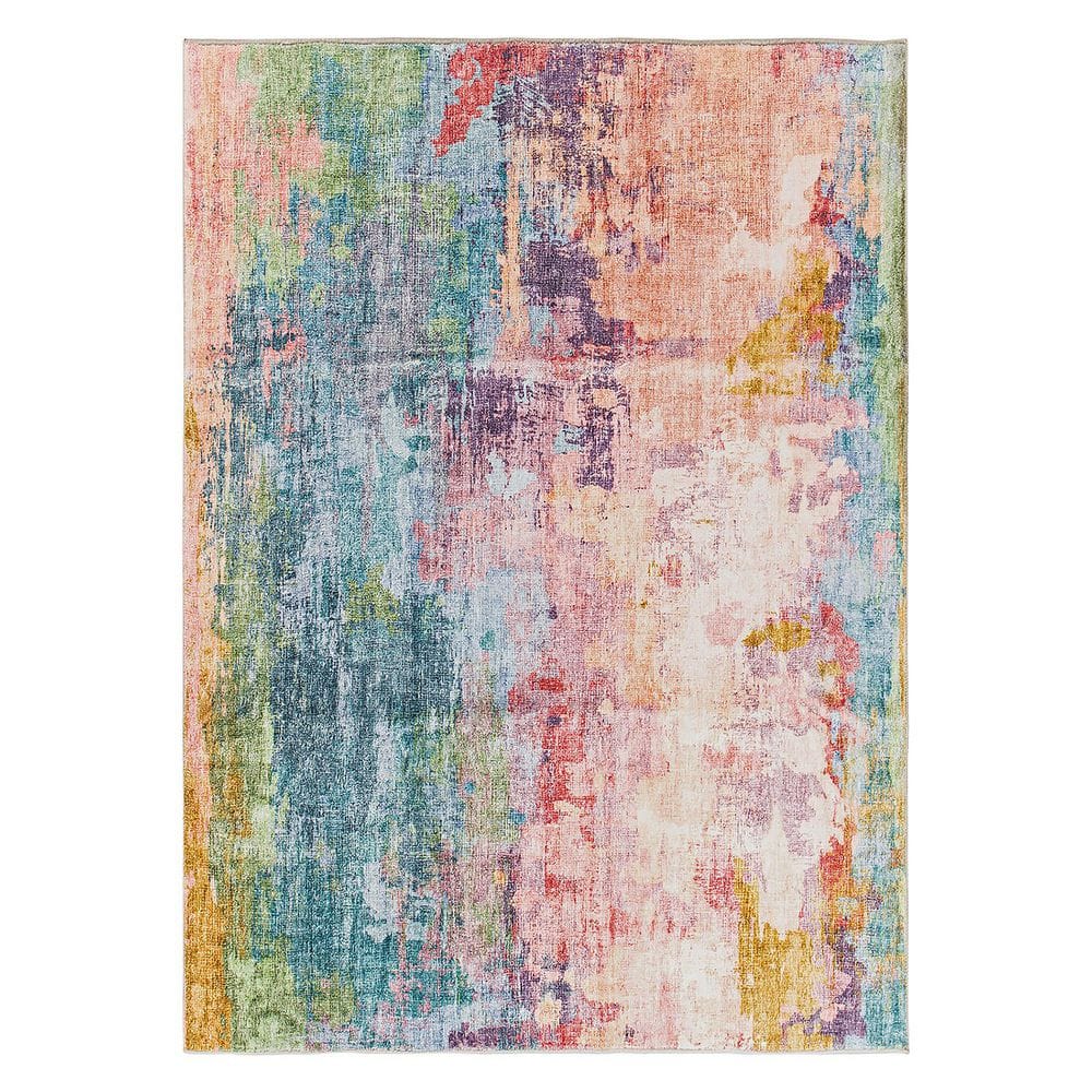Contemporary Distressed Abstract Washable Non Slip Multi 8 ft. x 10 ft. Area Rug price history on PriceWatchPro