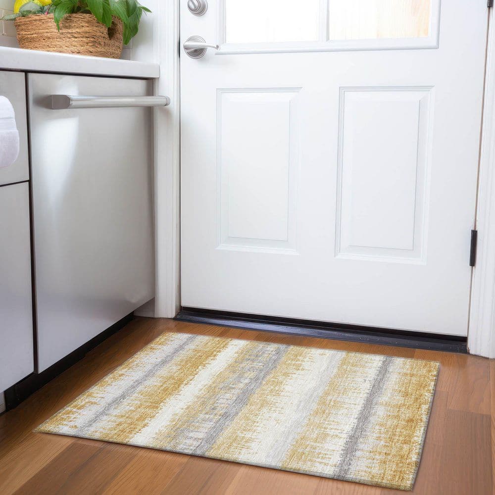 Mayfield Premium Machine Washable Abstract AMF1013 Gold 2 ft. x 3 ft. Area Rug price history on PriceWatchPro