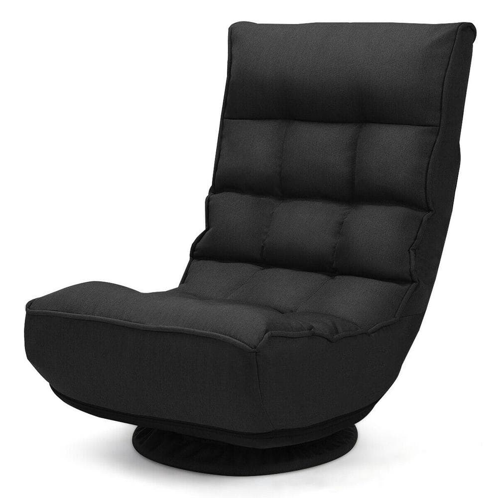 1-Seat 4-Position 360 Degree Swivel Adjustable Game Chair Lazy Sofa in Blac
