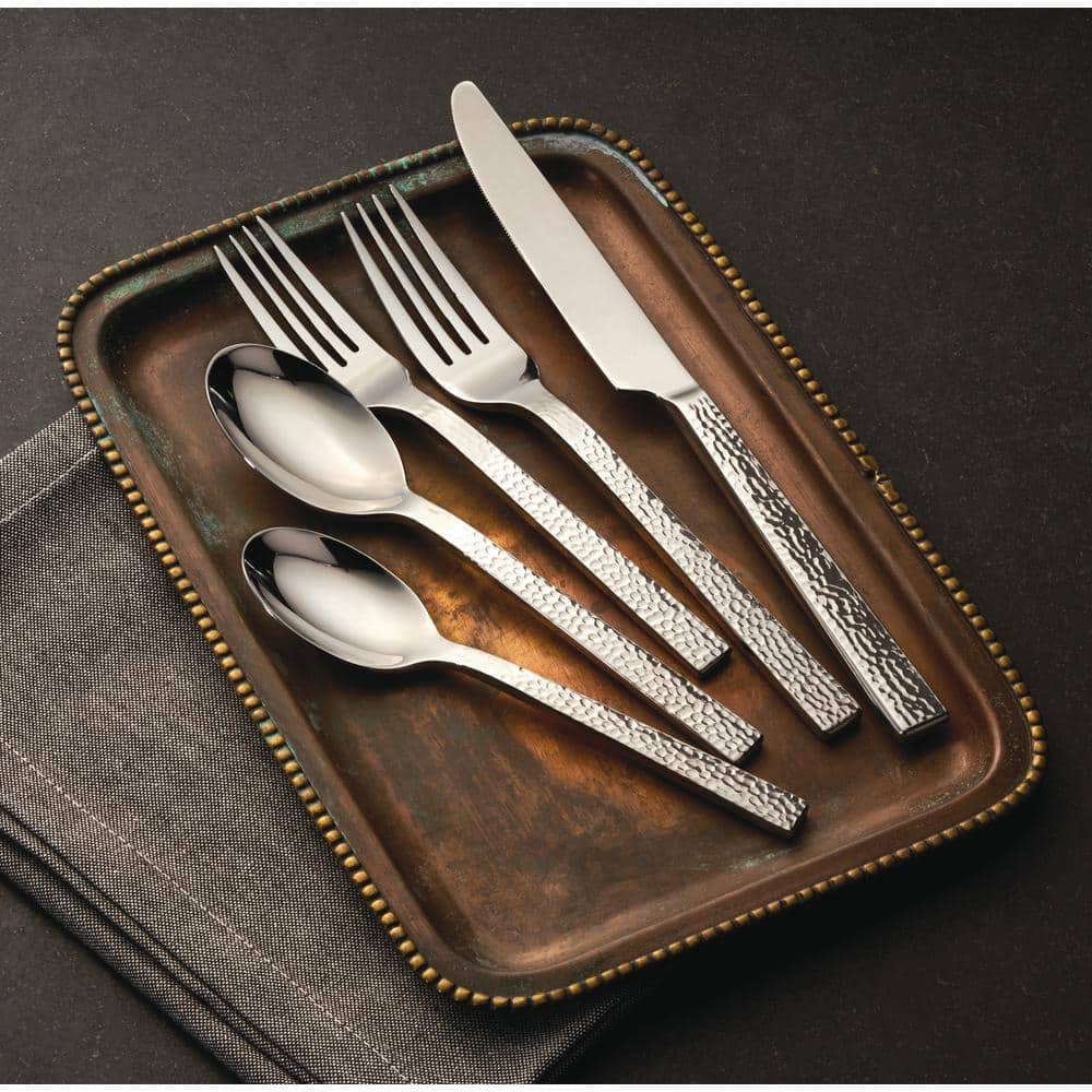 Chef's Table Hammered Stainless Steel Ornate Soup Spoons Set of 12