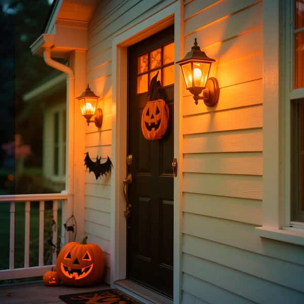 60-Watt Equivalent 9-Watt A19 A-Style E26 Non-Dimmable Party Holiday Home Decorative LED Light Bulb in Orange (4-Pack)